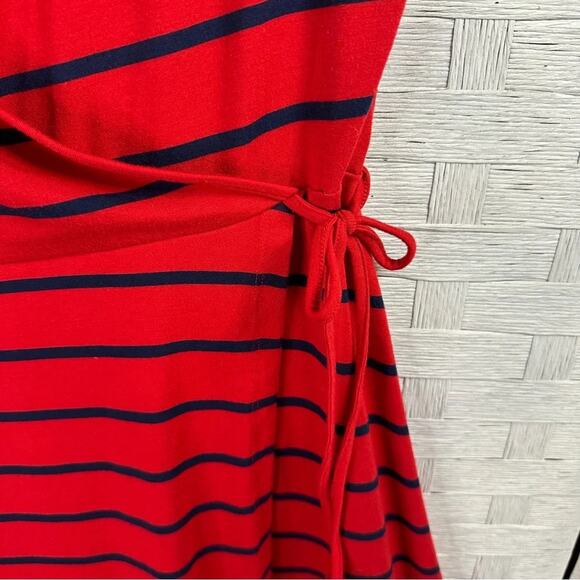 Torrid Wrap Dress Red with navy stripes, short sleeve preppy every day plus size - Picture 5 of 10